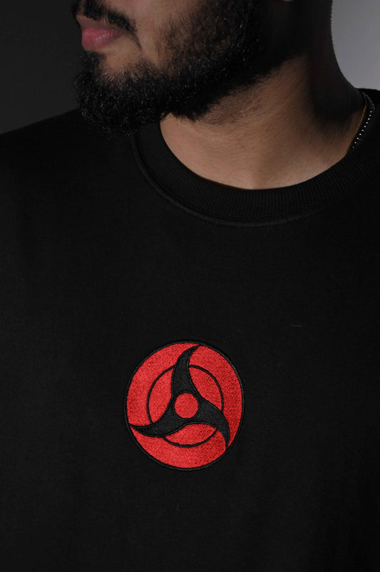 Itachi Uchiha Crow Embroidered Oversized T-Shirt