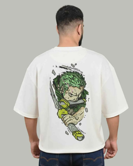 Zoro Samurai Stance Embroidered Oversized T-Shirt