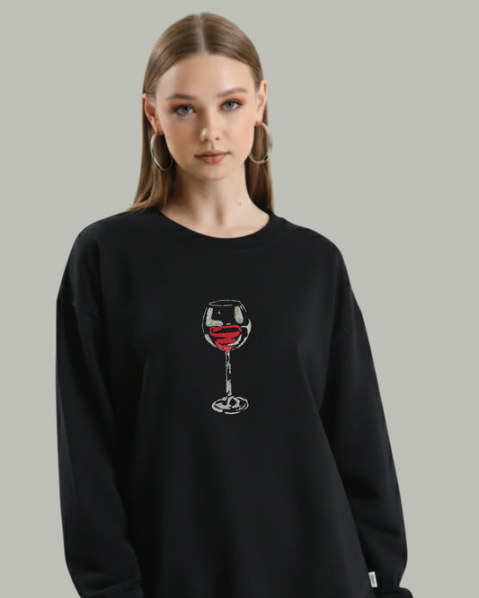 Wine Dine & Sixty 9 Embroidered Sweatshirt