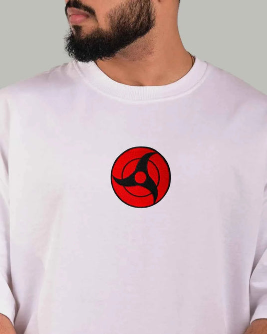 Itachi Clan Symbol Embroidered Oversized T-Shirt
