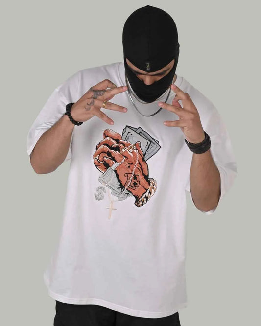Money Grip Embroidered Oversized T-Shirt