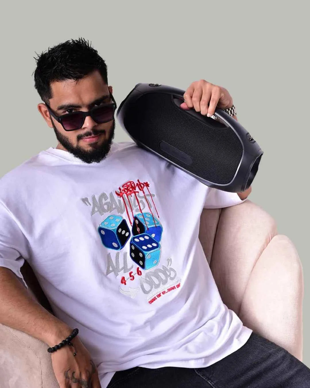Against All Odds Embroidered Oversized T-Shirt