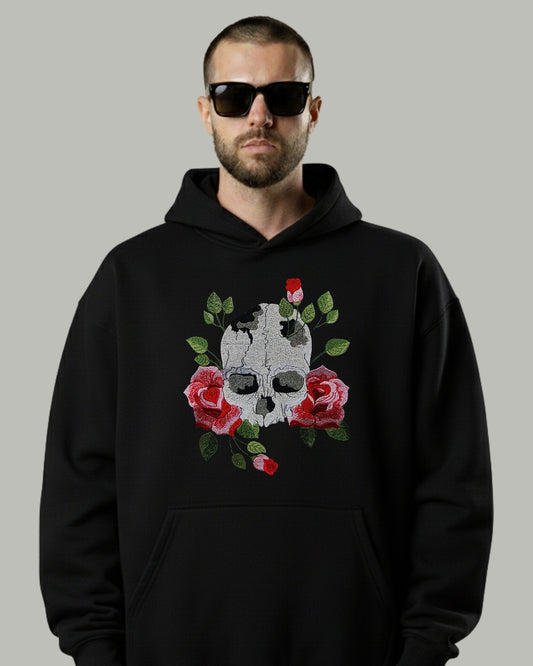 Skull & Roses Embroidered Hoodie