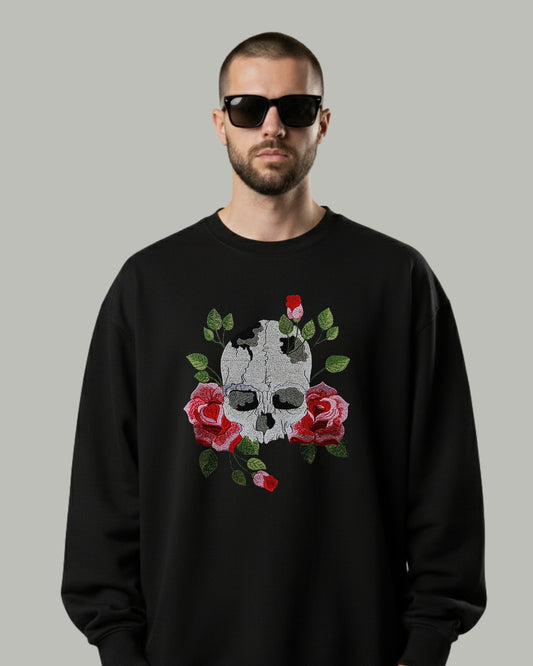 Skull & Roses Embroidered Sweatshirt