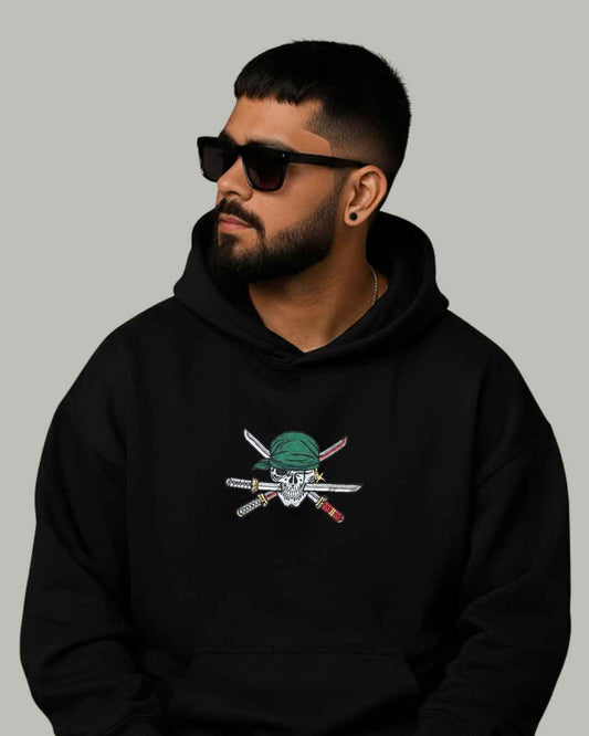 Zoro Abstract Line Art Embroidered Hoodie