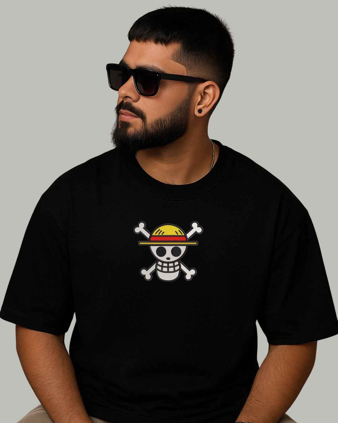 One Piece Luffy Embroidered Oversized T-Shirt
