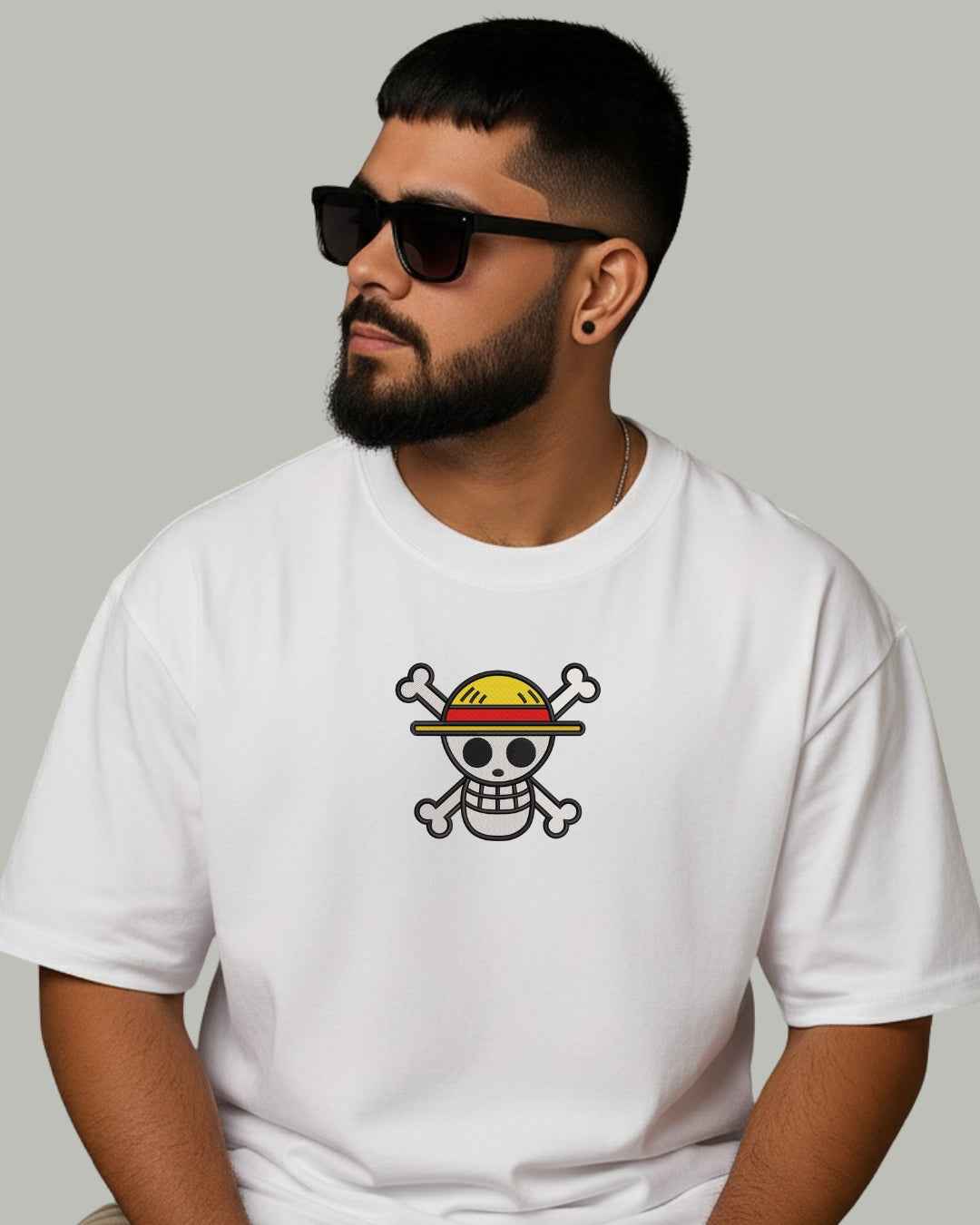 Luffy Nika (Back) Embroidered Oversized T-Shirt
