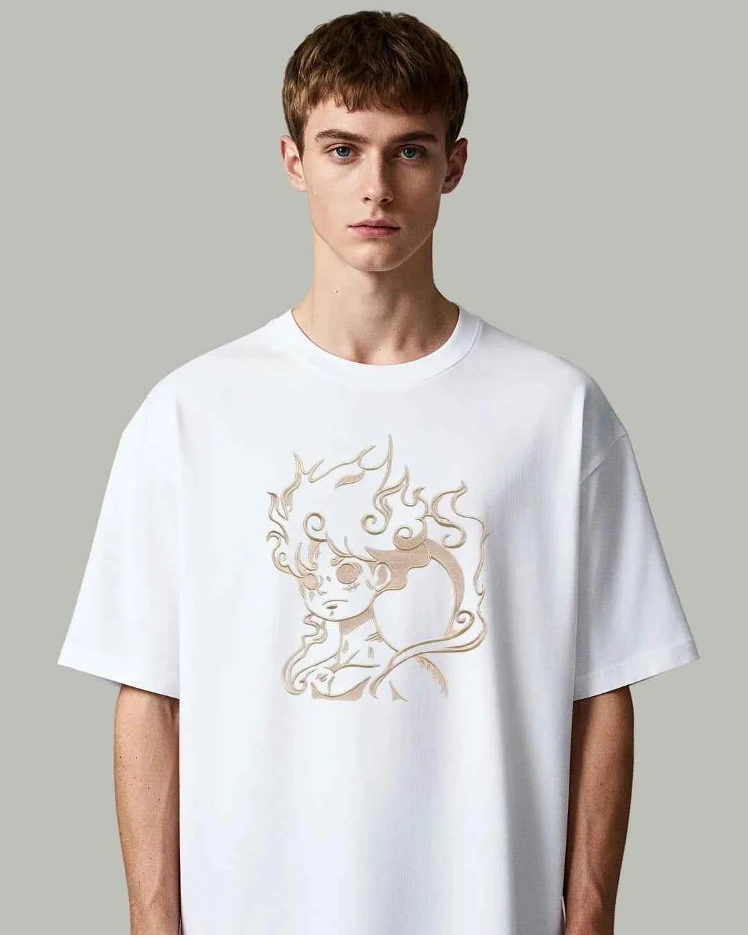 Luffy Gear 5 Embroidered Oversized T-Shirt
