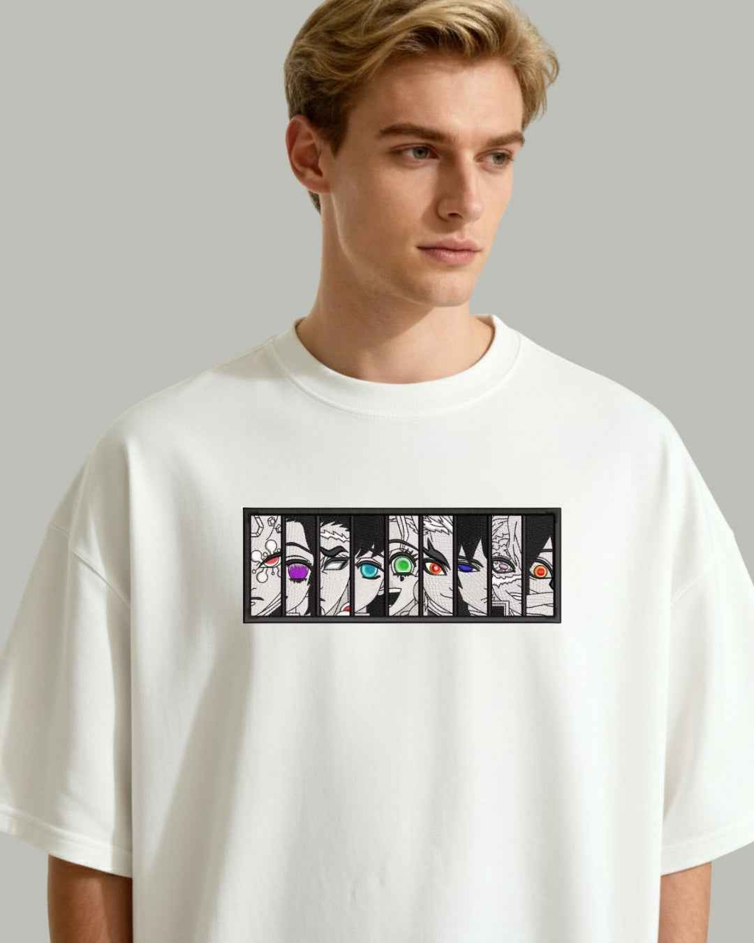 Hashira Eyes Embroidered Oversized T-Shirt