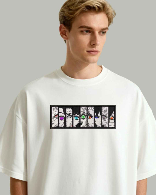 Hashira Eyes Embroidered Oversized T-Shirt