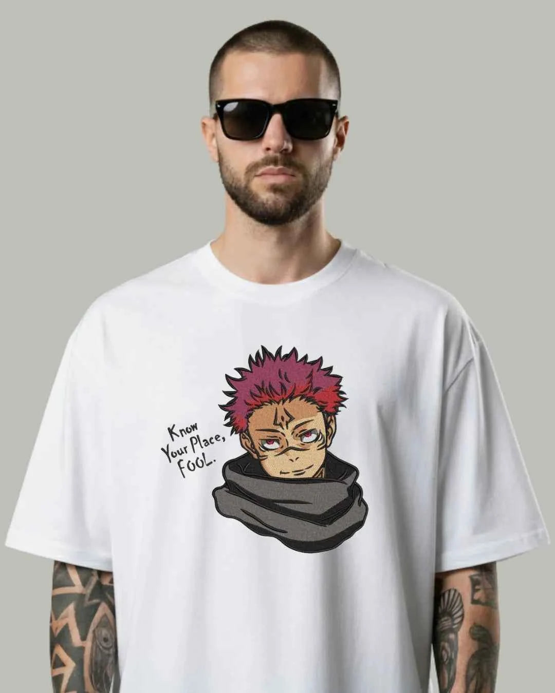 Sukuna “Know Your Place” Embroidered Oversized T-Shirt