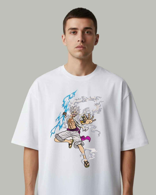 Luffy Nika (Front) Embroidered Oversized T-Shirt