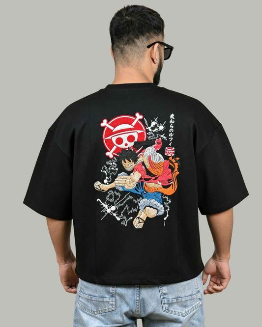 One Piece Luffy Embroidered Oversized T-Shirt