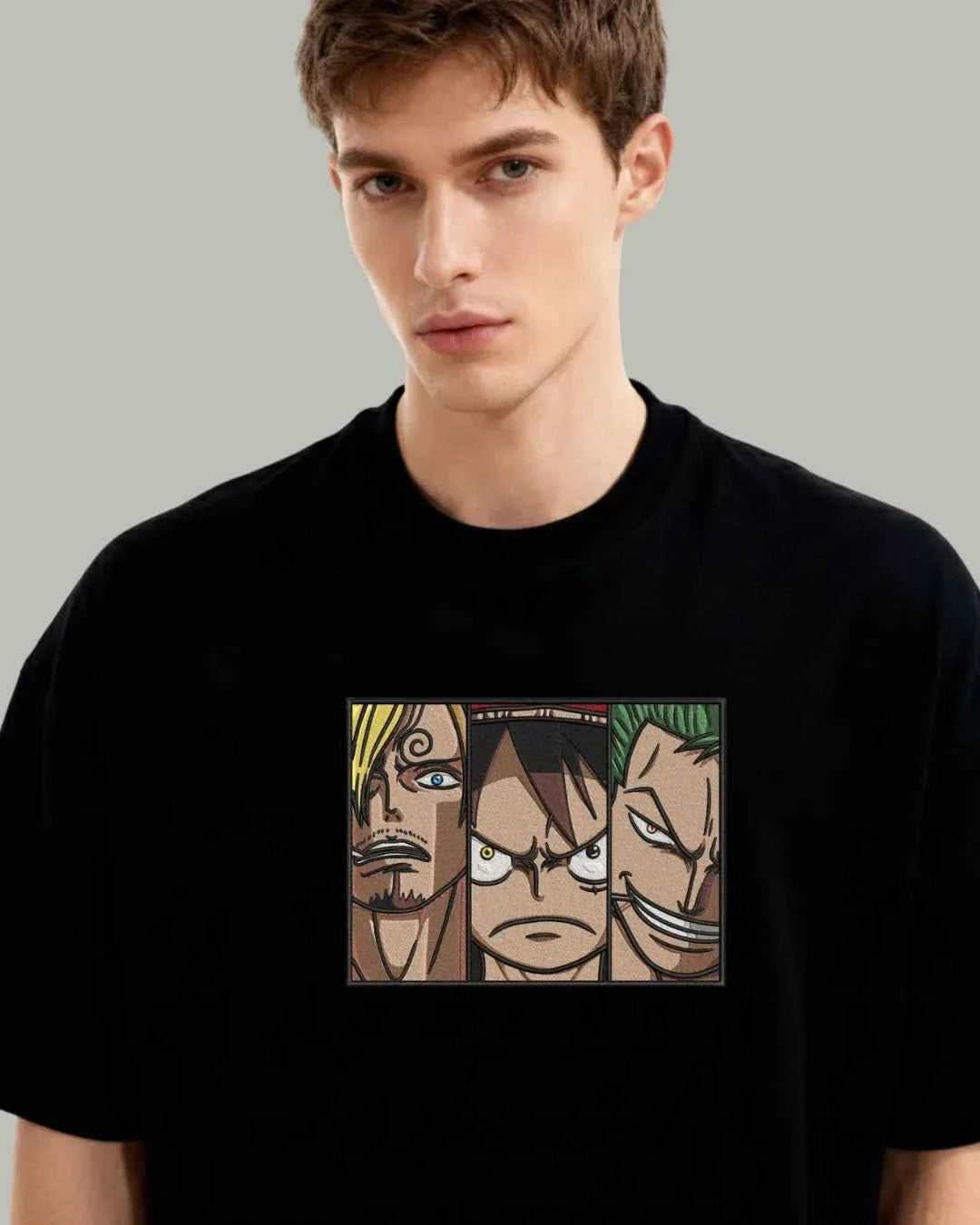 Sanji x Luffy x Zoro Embroidered Oversized T-Shirt