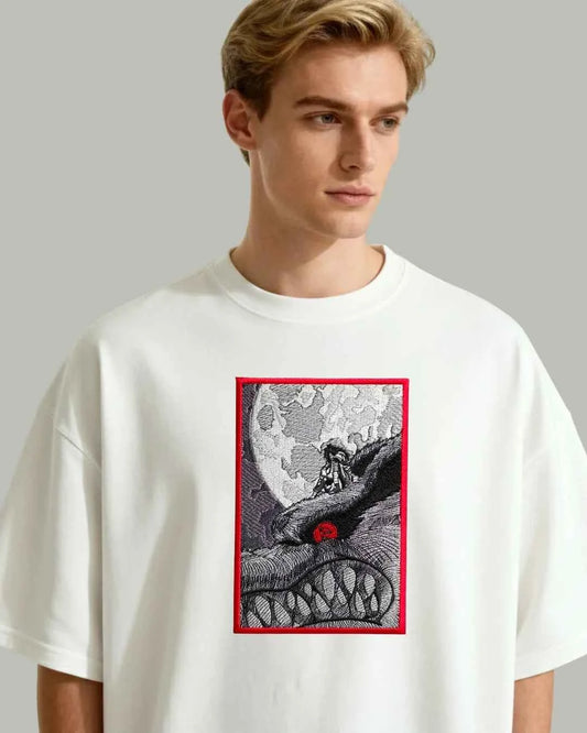 Madara on Kurama Embroidered Oversized T-Shirt