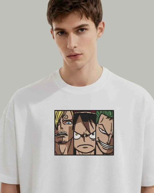 Sanji x Luffy x Zoro Embroidered Oversized T-Shirt