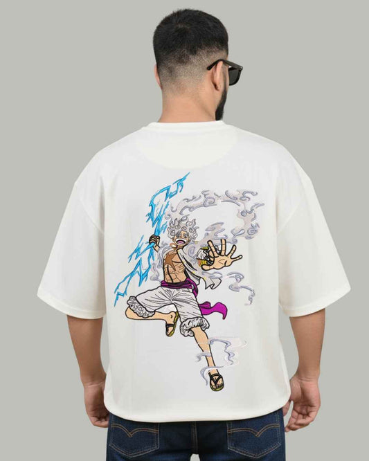 Luffy Nika (Back) Embroidered Oversized T-Shirt