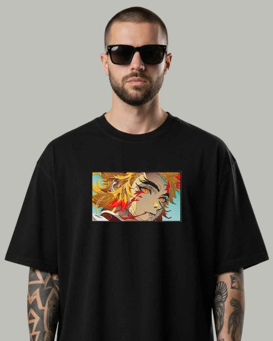 Rengoku Embroidered Oversized T-Shirt