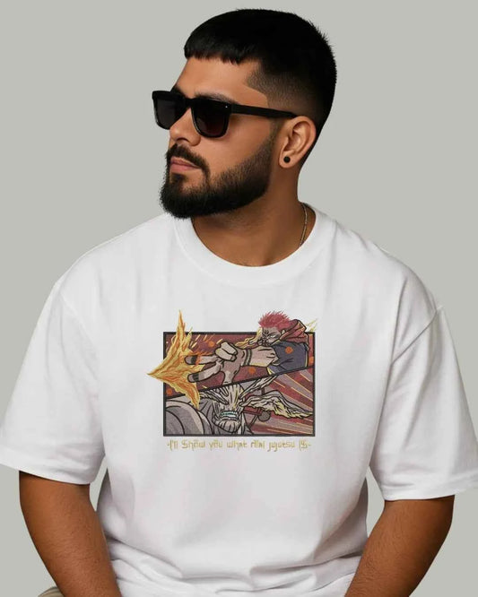 Sukuna x Mahoraga Embroidered Oversized T-Shirt