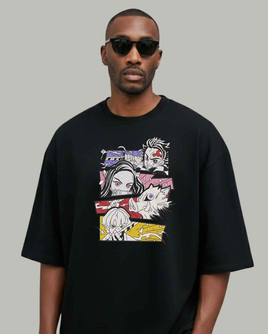 Demon Slayer Core Four Embroidered Oversized T-Shirt