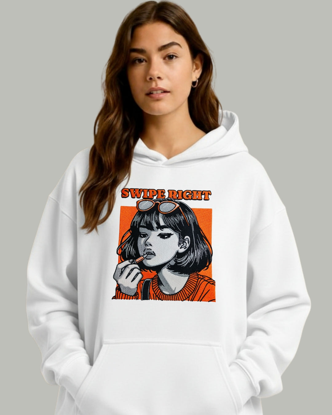 Swipe Right Women’s Embroidered Hoodie