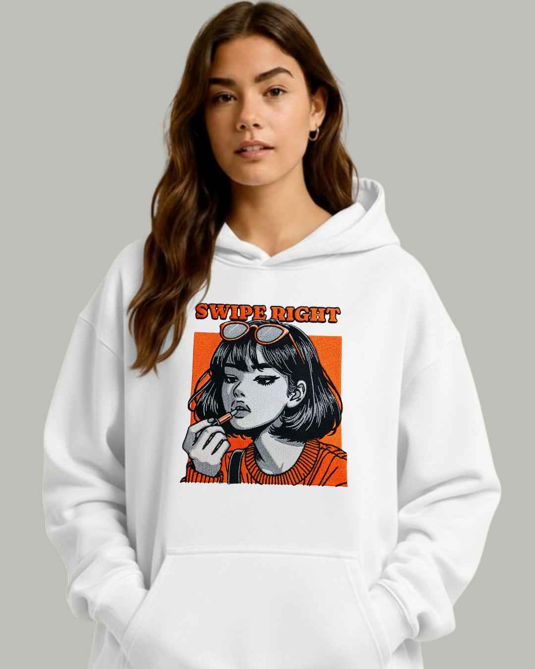 Swipe Right Women’s Embroidered Hoodie