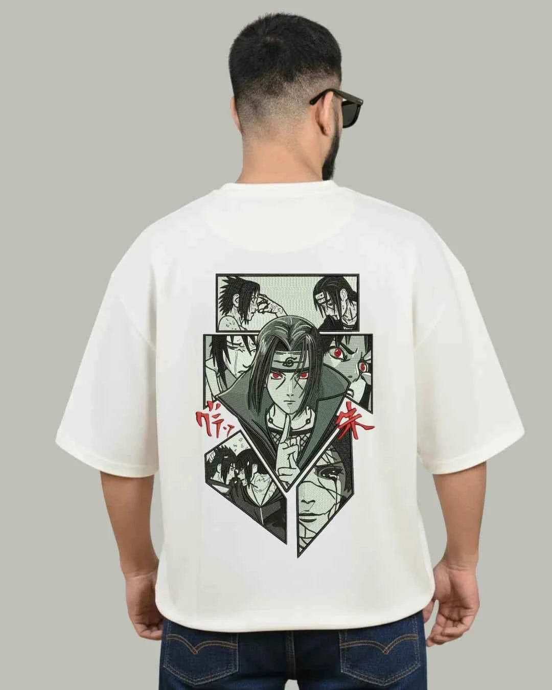 Itachi Sharingan Embroidered Oversized T-Shirt