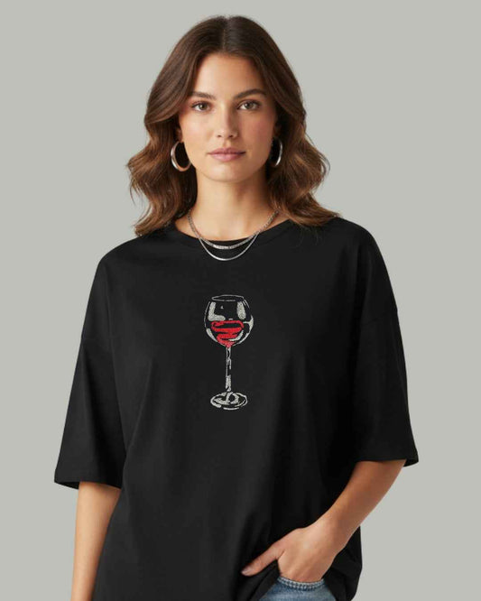 Wine Dine & Sixty 9 Embroidered T-shirt