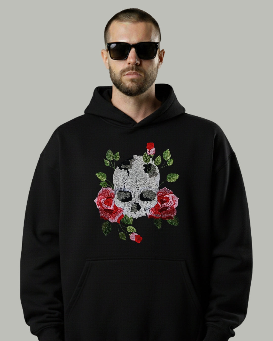 Skull & Roses Embroidered Hoodie