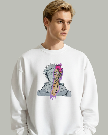 Yuji Itadori x Sukuna Split Face Embroidered Sweatshirt