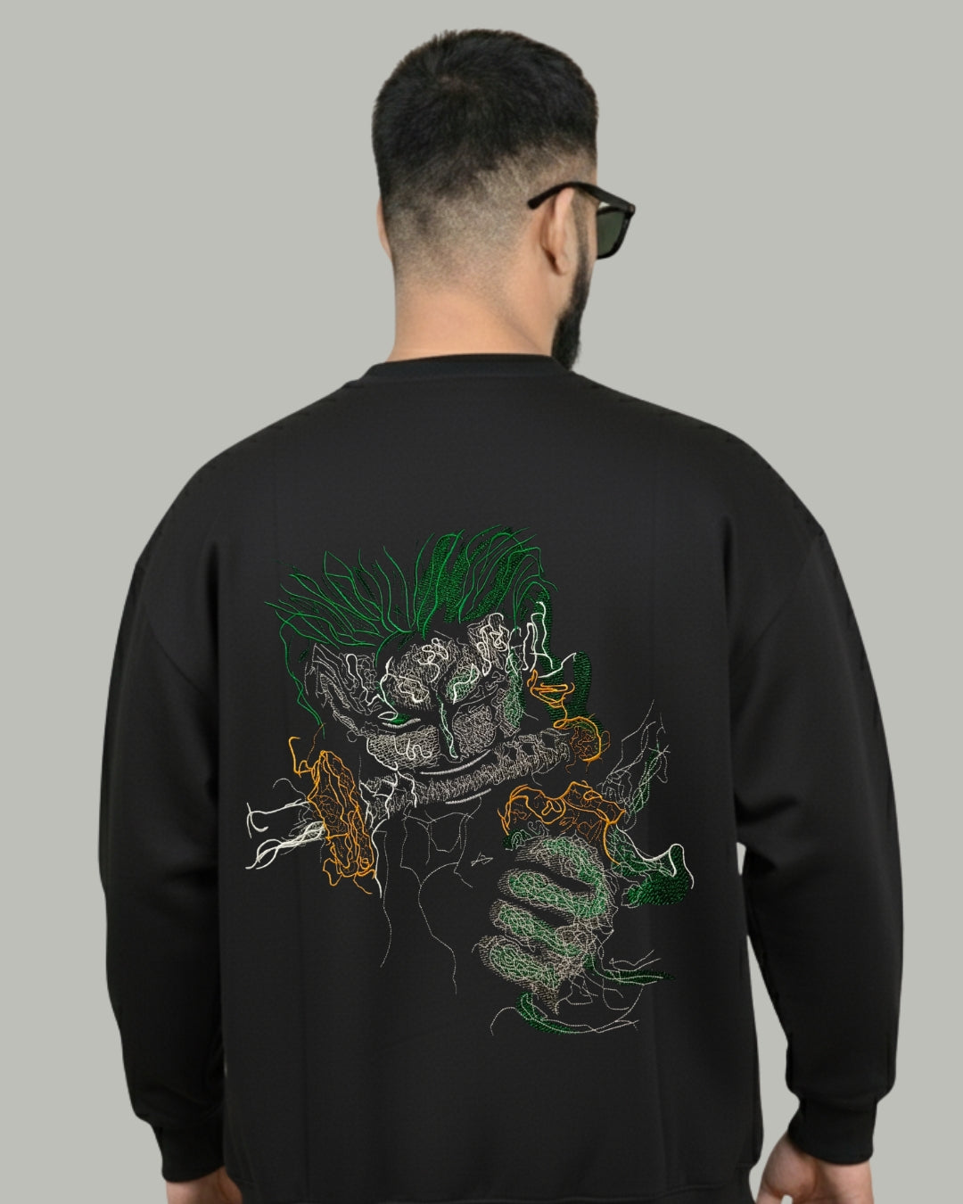 Zoro Abstract Line Art Embroidered Sweatshirt