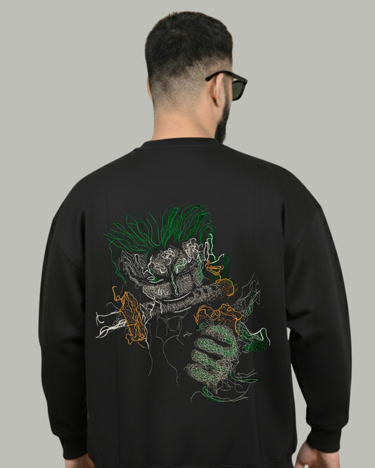 Zoro Abstract Line Art Embroidered Sweatshirt