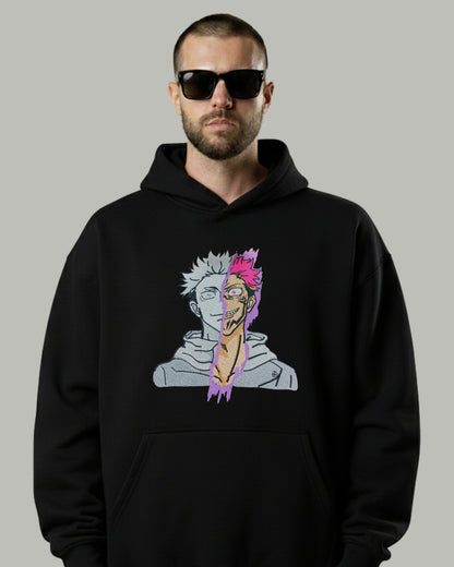 Yuji Itadori x Sukuna Split Face Embroidered Hoodie