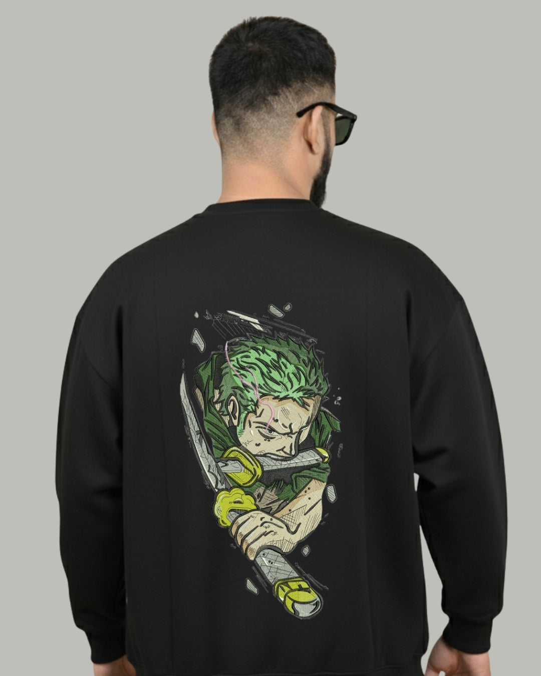 Zoro Samurai Stance Embroidered Sweatshirt