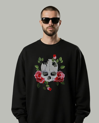 Skull & Roses Embroidered Sweatshirt