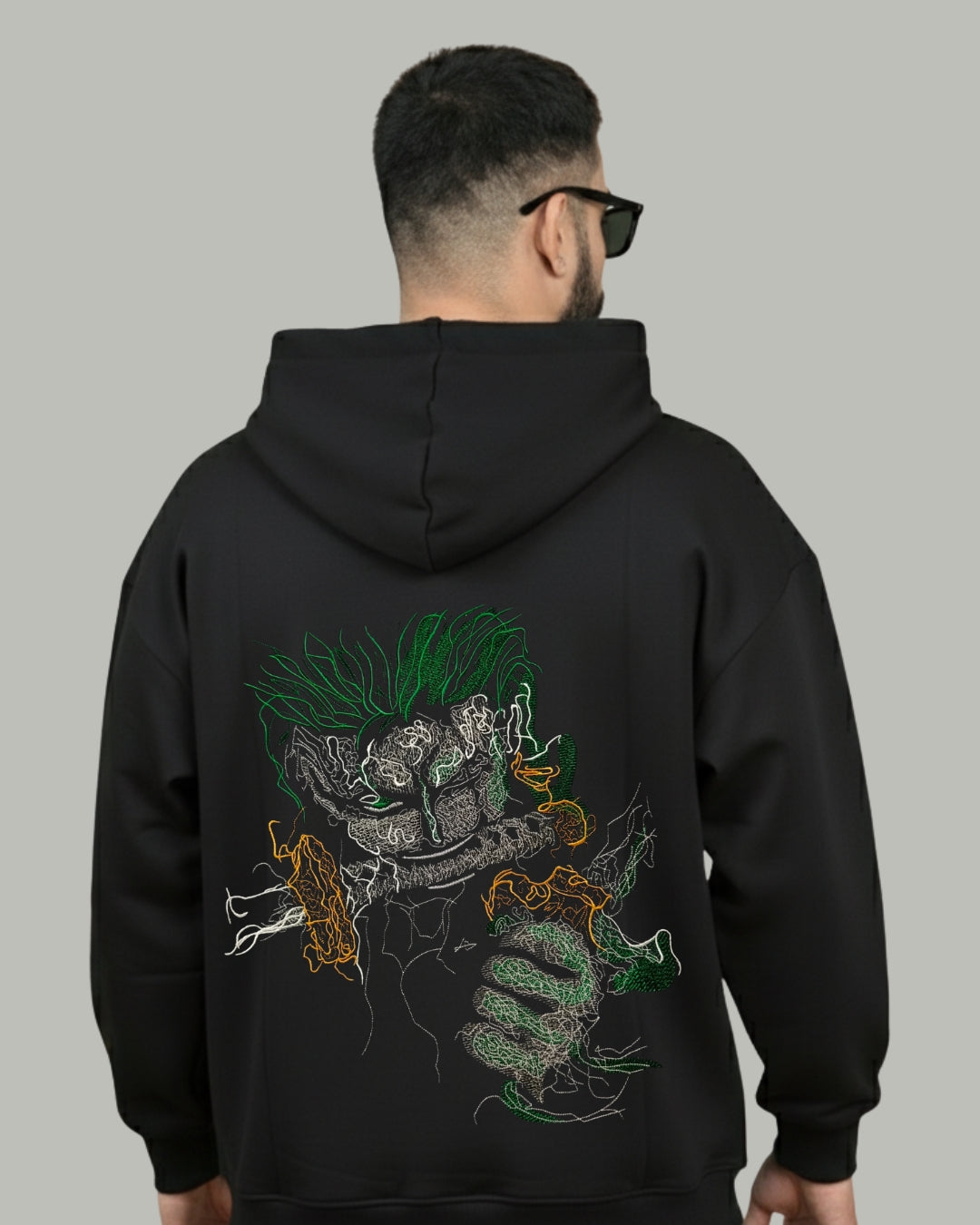 Zoro Abstract Line Art Embroidered Hoodie