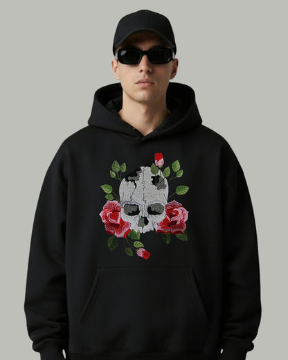 Skull & Roses Embroidered Hoodie