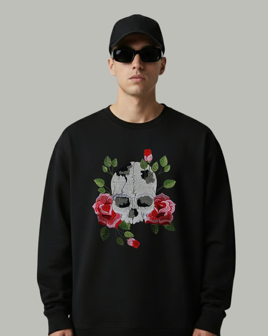Skull & Roses Embroidered Sweatshirt