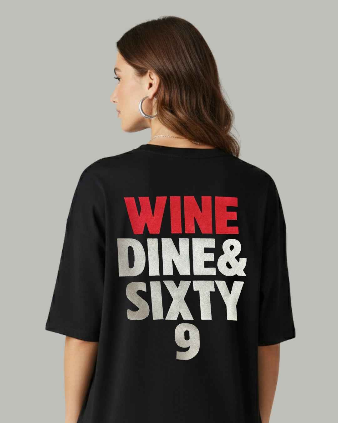 Wine Dine & Sixty 9 Embroidered T-shirt