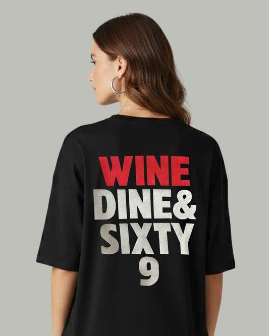 Wine Dine & Sixty 9 Embroidered T-shirt