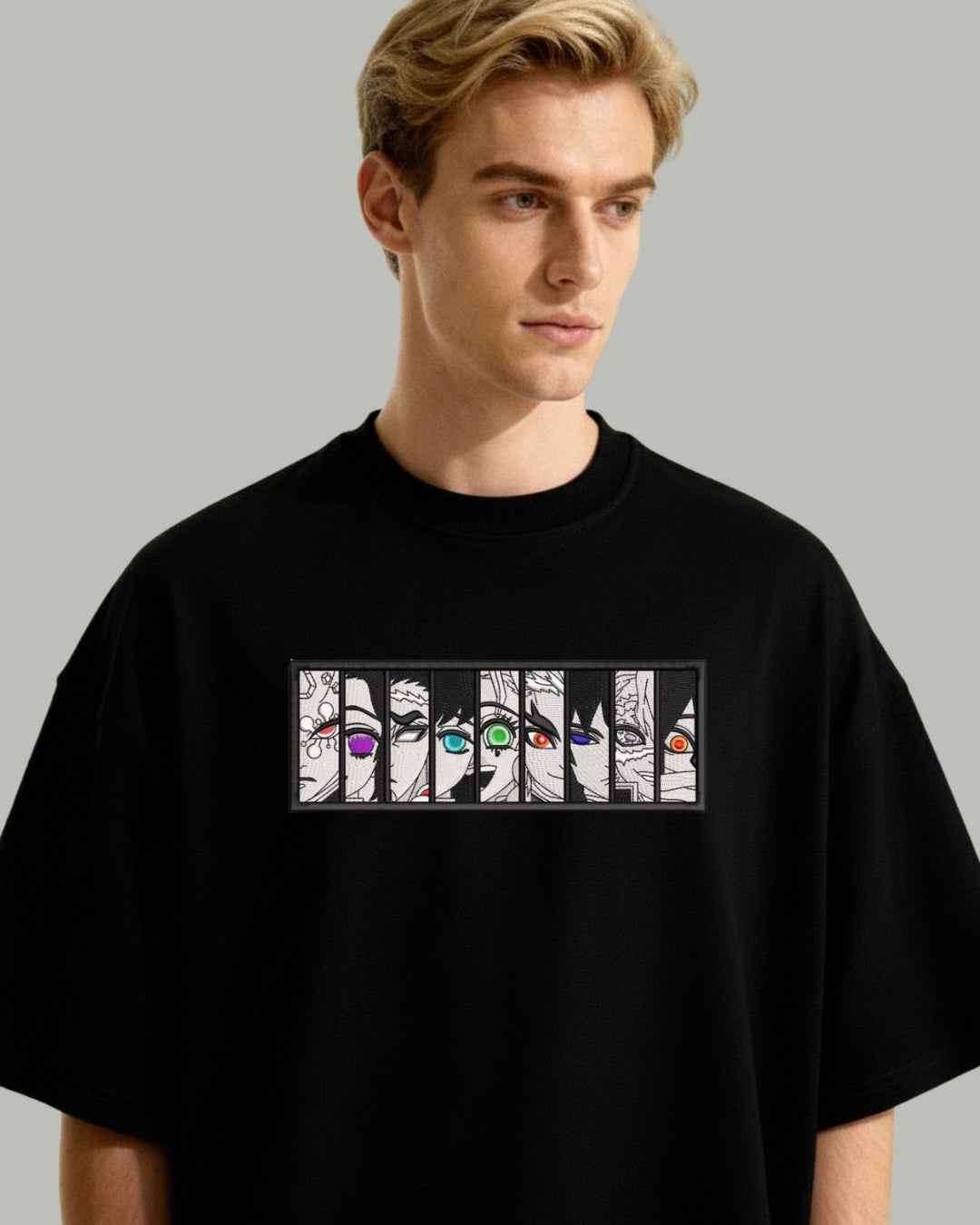 Hashira Eyes Embroidered Oversized T-Shirt