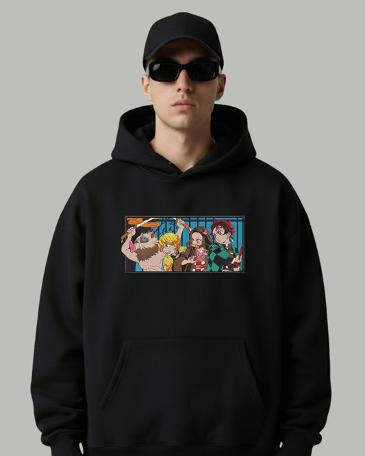 Demon Slayer Squad Embroidered Hoodie