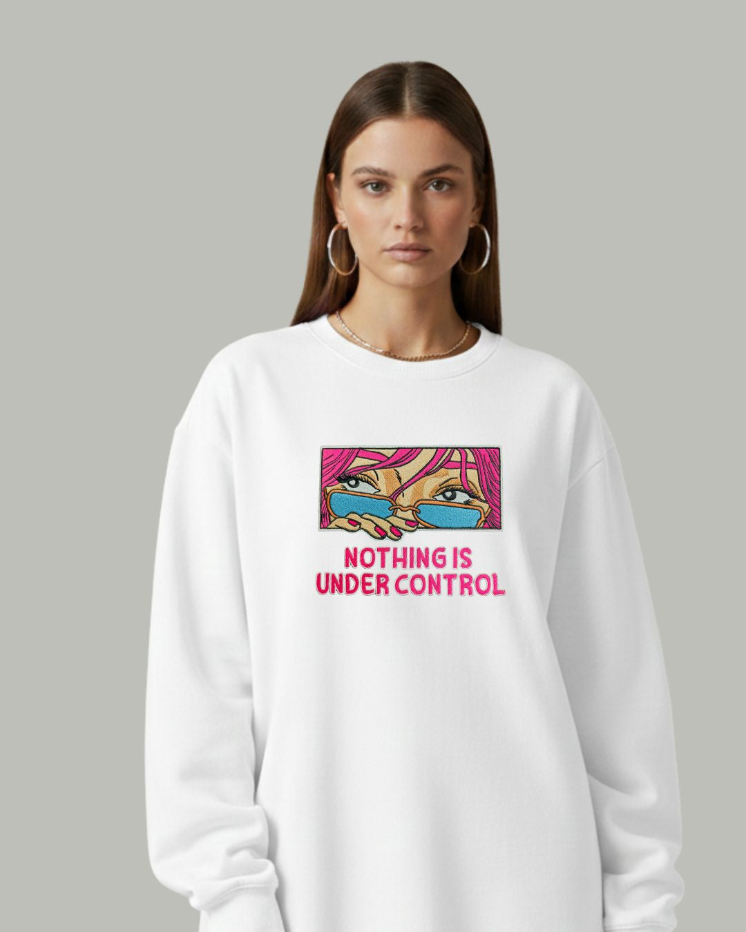 Nothing Under Control Women’s Embroidered Sweatshirt