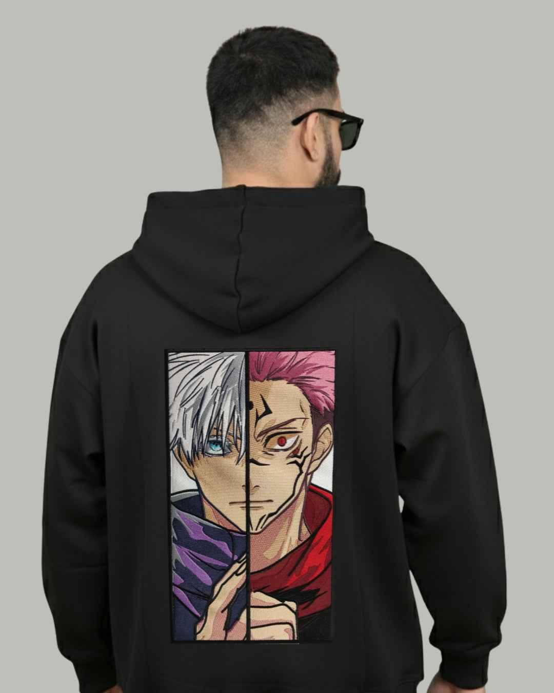 Gojo x Sukuna Split Face Embroidered Hoodie