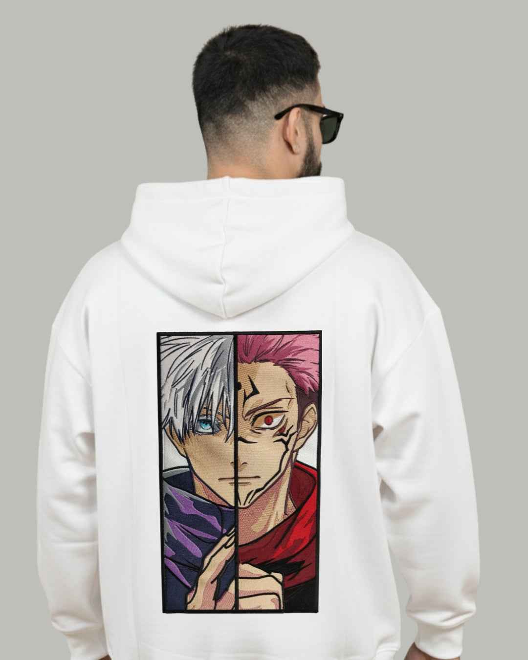 Gojo x Sukuna Split Face Embroidered Hoodie