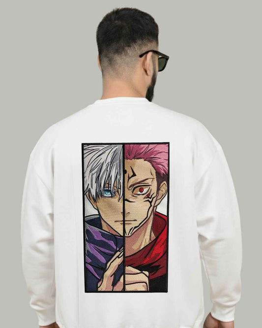 Gojo x Sukuna Split Face Embroidered Sweatshirt