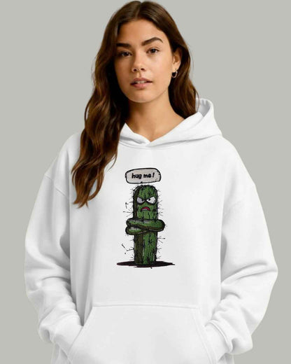"Hug Me" Grumpy Cactus Embroidered Hoodie