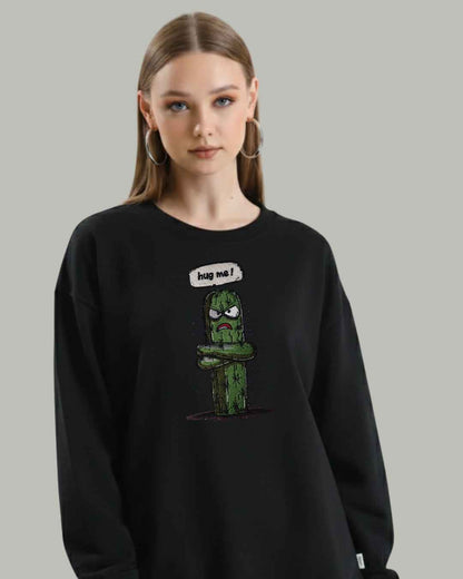 "Hug Me" Grumpy Cactus Embroidered Sweatshirt