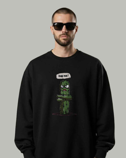 "Hug Me" Grumpy Cactus Embroidered Sweatshirt