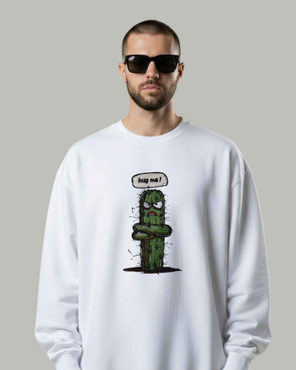 "Hug Me" Grumpy Cactus Embroidered Sweatshirt